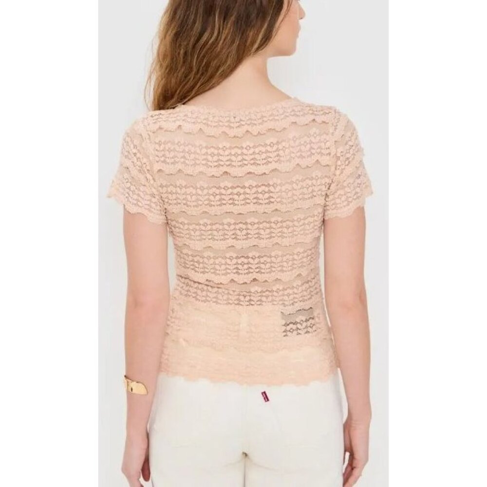Free People Angelina Lace Size M Stretchy Peach NWOT $68 - Picture 2 of 16